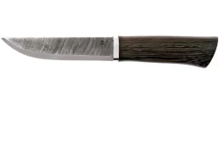 Autine Damascus Bushcrafter, Wengé, Damast, Brown RH Sheath, Cuchillo Bushcraft