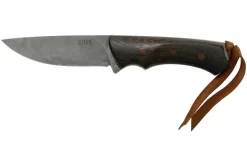 Autine Damascus Kurbads Wengé Damast, Brown RH Sheath, Cuchillo De Exterior