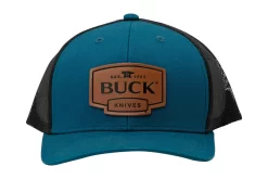 Buck Logo Leather Patch Cap 89159, Blue/Black, Gorra