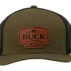 Buck Logo Leather Patch Cap 89160, OD Green/Black, Gorra
