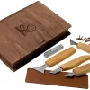 BeaverCraft Geometric Wood Carving Set S05 Juego De Talla De Madera Con Libro De Almacenamiento De Madera