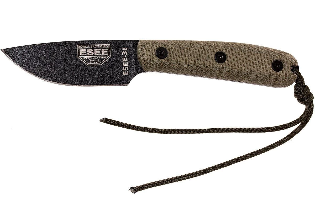 ESEE Model 3HM Cuchillo Bushcraft Modified Handle, Funda De Cuero 1 ESEE Model 3HM Cuchillo Bushcraft Modified Handle, Funda De Cuero