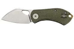 GiantMouse ACE Nibbler Green Canvas Micarta, 20CV Navaja, Diseño Ansø En Voxnaes