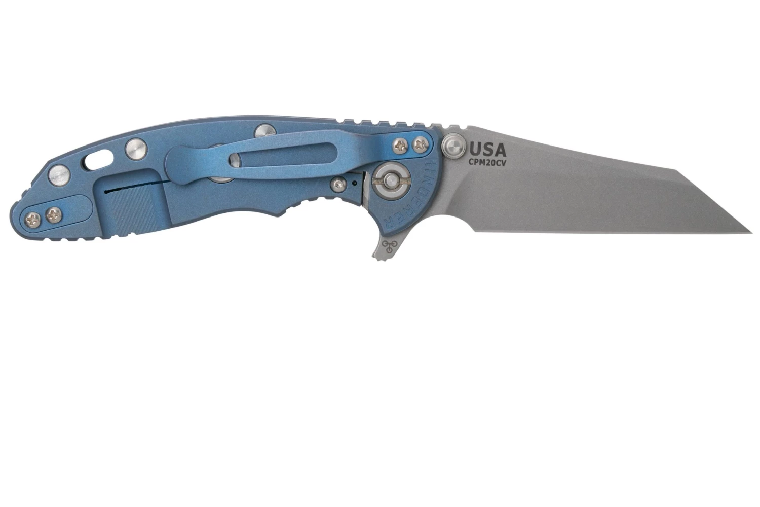 Rick Hinderer XM-18 3" Wharncliffe 20CV Acid Stonewash, Battle Blue, Black G10, Navaja 2 Rick Hinderer XM-18 3" Wharncliffe 20CV Acid Stonewash, Battle Blue, Black G10, Navaja - Imagen 2