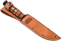 KA-BAR Short 1261 Cuchillo Fijo, Parcialmente Dentado, Funda De Cuero -Tienda De Cuchillos KA1261 07 ka bar scaled