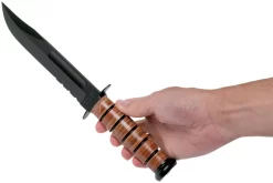 KA-BAR USMC 5018 Parcialmente Dentado, Mango De Cuero, Funda De Plástico -Tienda De Cuchillos KA5018 06 ka bar scaled