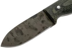 LT Wright Bushbaby HC, 1075, Matte Black Micarta, Leather Sheath, Cuchillo Bushcraft -Tienda De Cuchillos LT BUBA BM LS 03 lt wright scaled