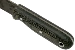 LT Wright Bushbaby HC, 1075, Matte Black Micarta, Leather Sheath, Cuchillo Bushcraft -Tienda De Cuchillos LT BUBA BM LS 05 lt wright scaled