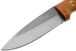 LT Wright GNS Saber Grind, O1, Polished Natural Micarta, Leather Sheath, Cuchillo Bushcraft -Tienda De Cuchillos LT GNS SA NM POL LS 03 lt wright scaled