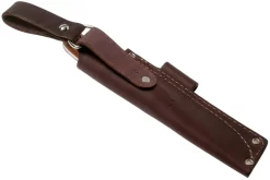 LT Wright GNS Saber Grind, O1, Polished Natural Micarta, Leather Sheath, Cuchillo Bushcraft -Tienda De Cuchillos LT GNS SA NM POL LS 07 lt wright scaled