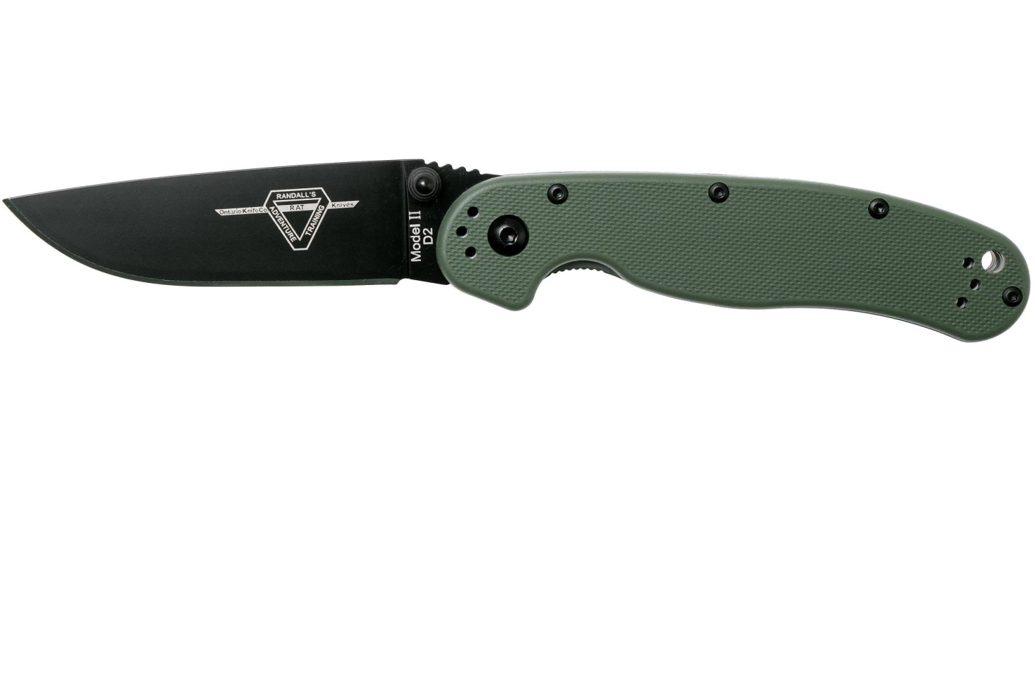 Ontario RAT-2 D2 OD Green, Plain Edge Black, 8830OD 1 Ontario RAT-2 D2 OD Green, Plain Edge Black, 8830OD