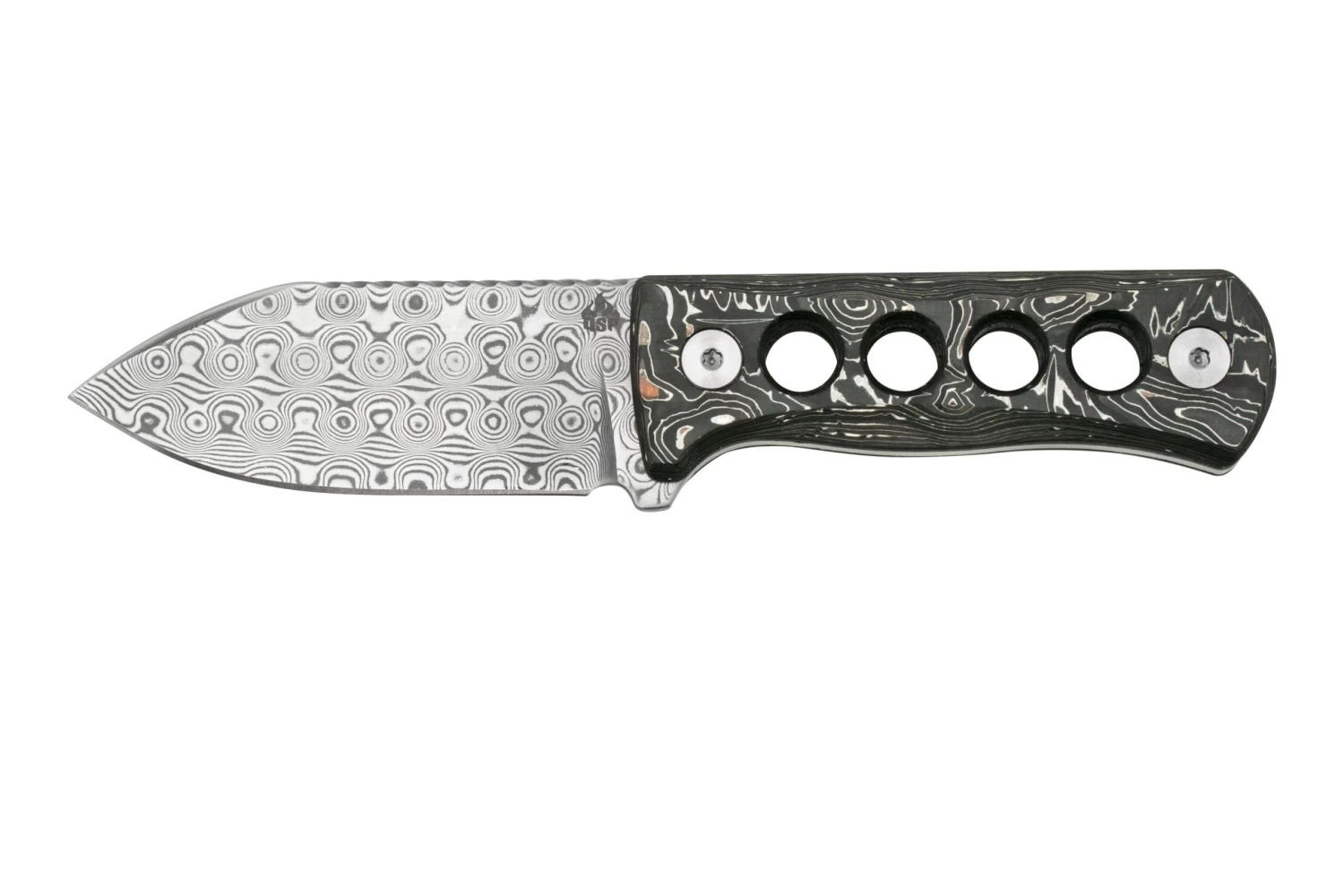 QSP Knife Canary QS141-E Damascus, Aluminium Foil Carbon Fibre, Cuchillo De Cuello 1 QSP Knife Canary QS141-E Damascus, Aluminium Foil Carbon Fibre, Cuchillo De Cuello