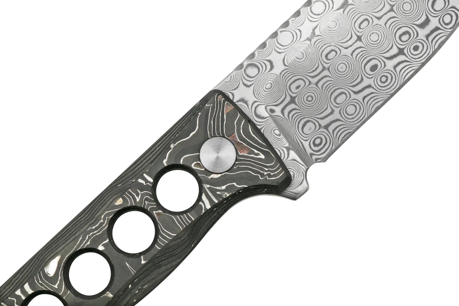 QSP Knife Canary QS141-E Damascus, Aluminium Foil Carbon Fibre, Cuchillo De Cuello 5 QSP Knife Canary QS141-E Damascus, Aluminium Foil Carbon Fibre, Cuchillo De Cuello - Imagen 5