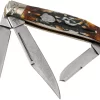 Rough Ryder Stockman Cinnamon Stag RR2160 Damascus Navaja Slipjoint