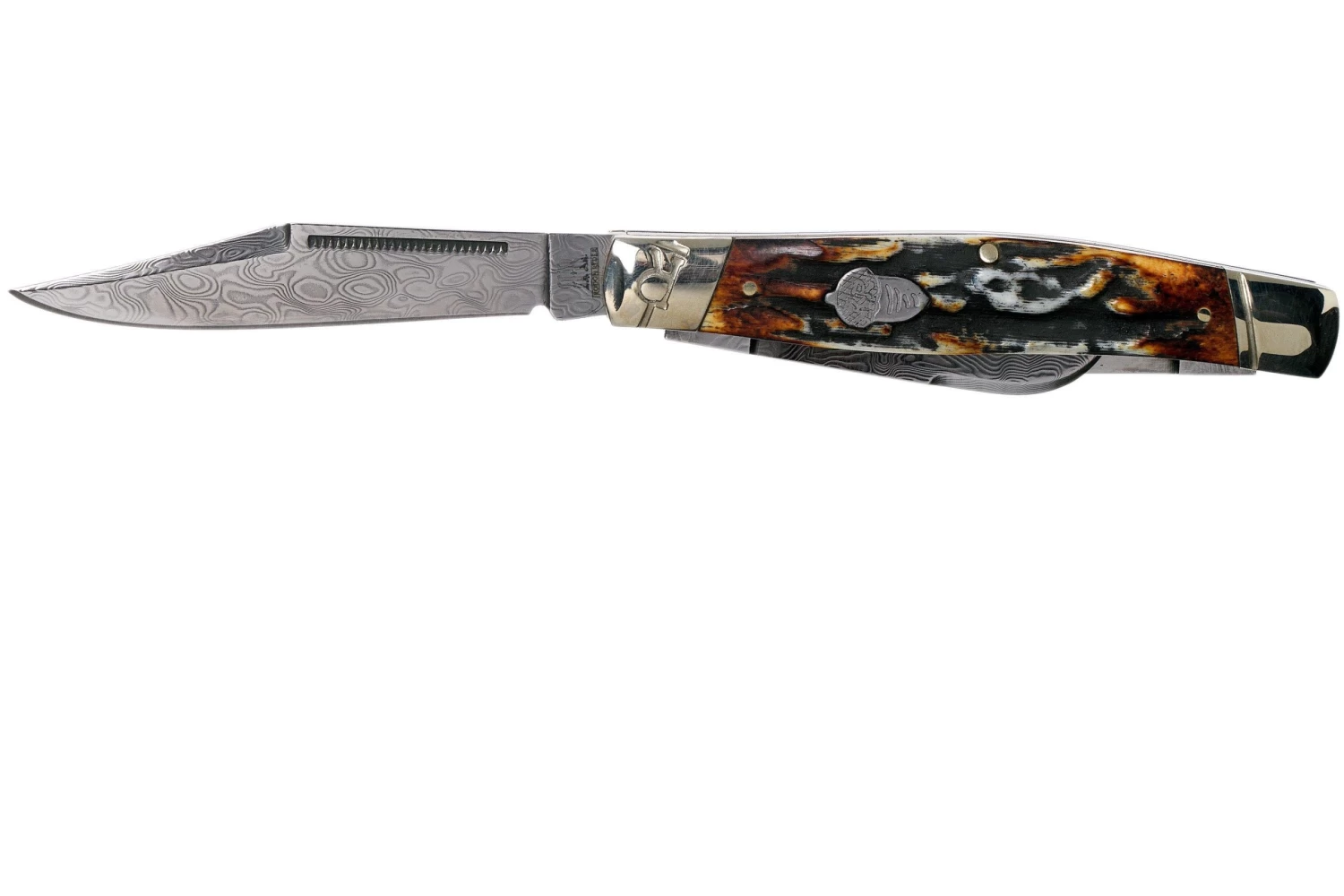 Rough Ryder Stockman Cinnamon Stag RR2160 Damascus Navaja Slipjoint 3 Rough Ryder Stockman Cinnamon Stag RR2160 Damascus Navaja Slipjoint - Imagen 3