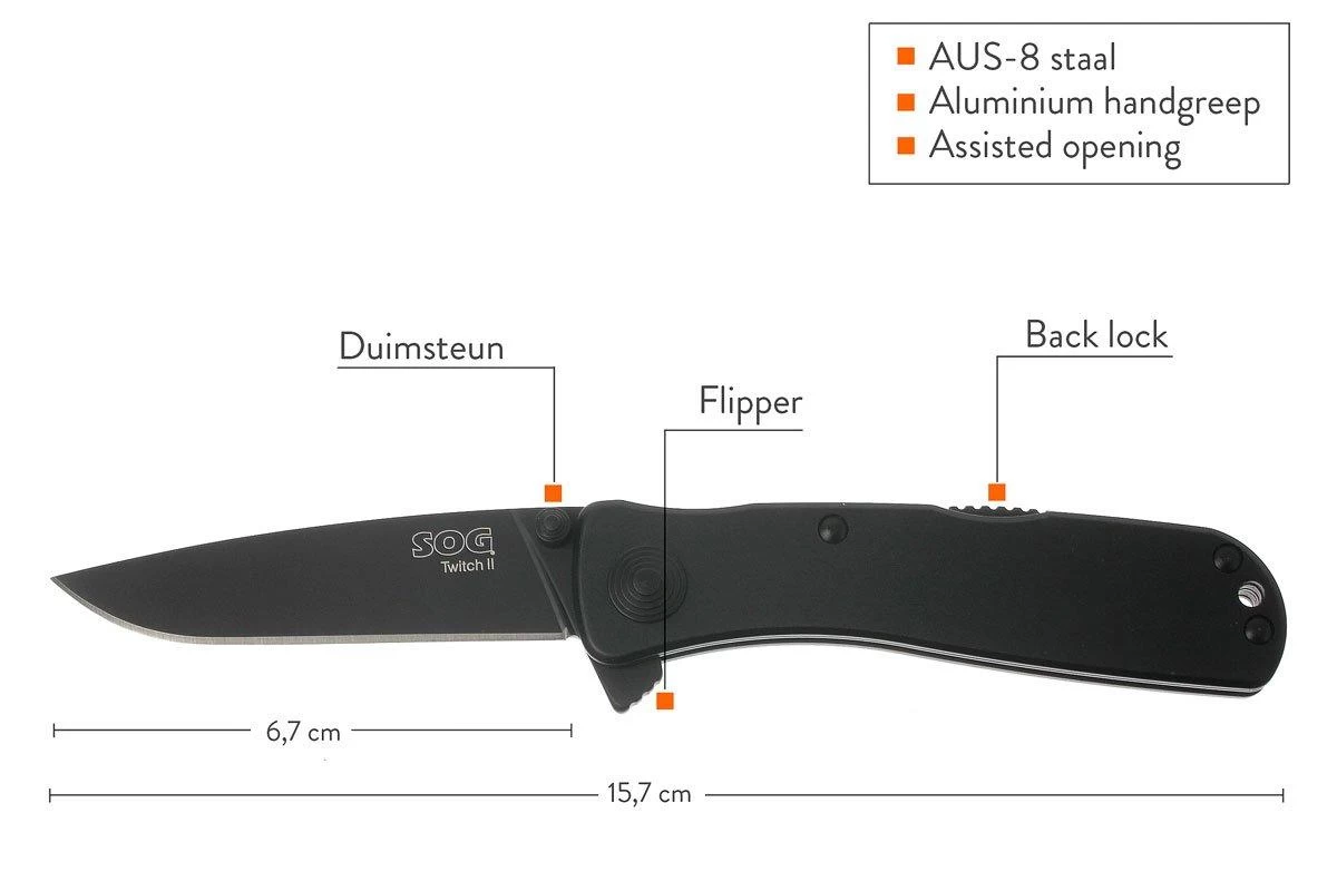 SOG Twitch II WI-12 Black, Navaja 2 SOG Twitch II WI-12 Black, Navaja - Imagen 2