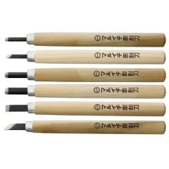 Yoshiharu KL-6 Maruichi Cuchillos Japoneses Para Tallar Madera, Juego De 6 En Estuche De Plástico